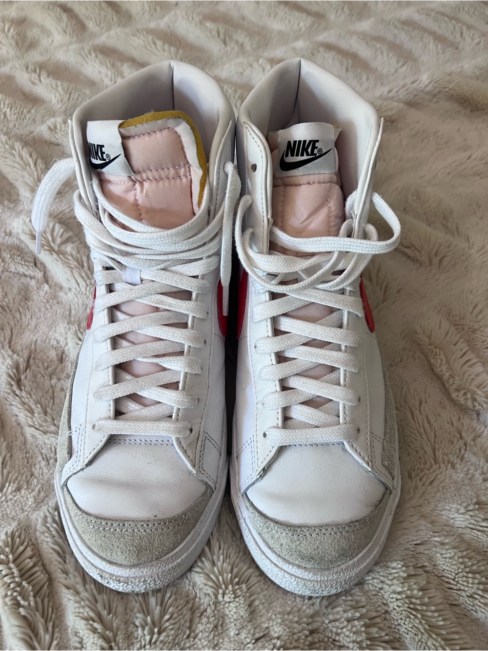 Nike Men's White & Orange  High-Top Sneakers.